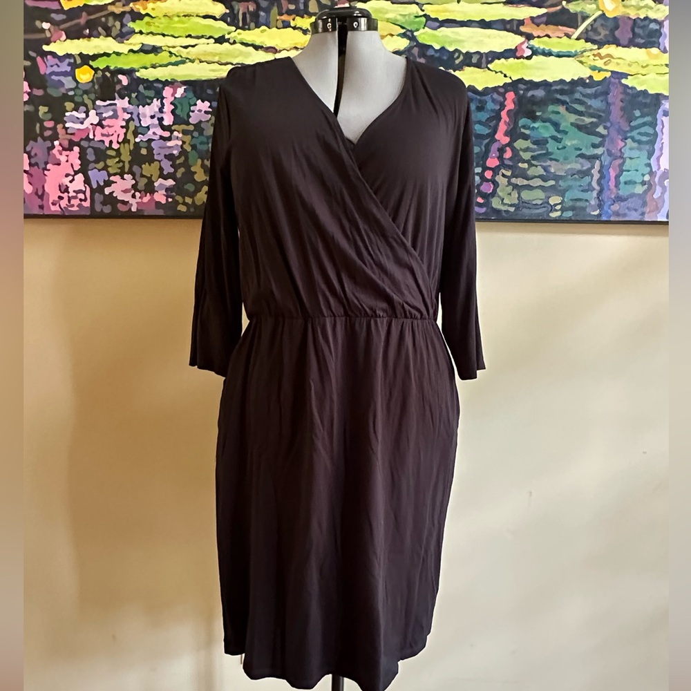 Black cotton faux wrap dress from Boden